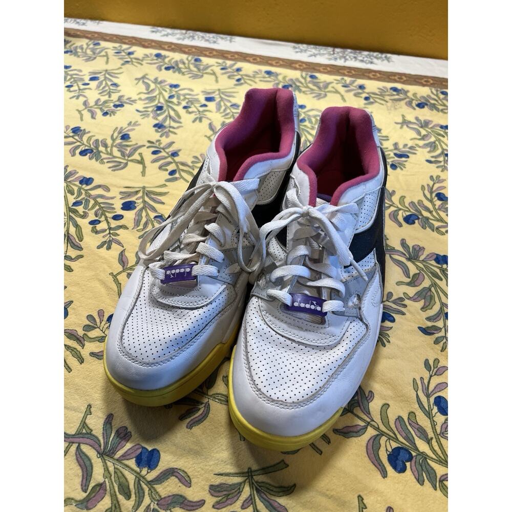 Diadora White Black Yellow Purple Accent Low-Top Sneakers - Picture 9 of 11